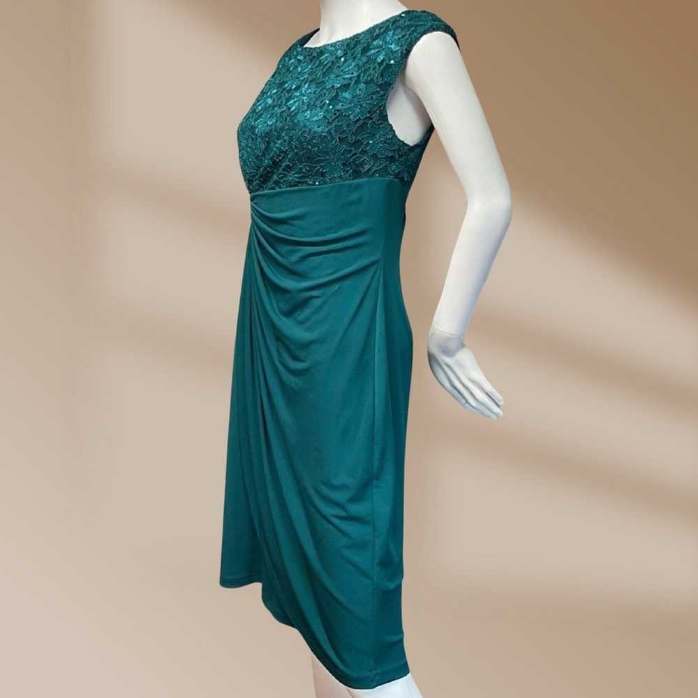 Collection Dressbarn Women's Dress Size 12 Teal Sequin Lace Bodice NWT! - Picture 3 of 4